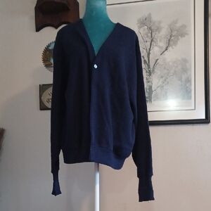 Vintage Amana Colonies Woolen Mill Navy Cardigan - Size 39 (Medium) - AS IS